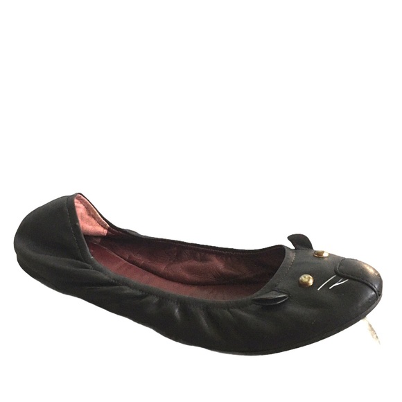 MARC JACOBS Black Leather Cat Ballet Flats 9 - Picture 3 of 13